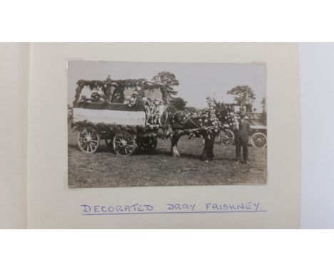 POSTCARDS, Friskney selection, inc. decorated drays, school, Anchor Inn, street scenes, church, cemetery, Fold Hill windmill,