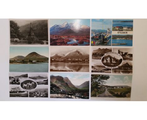 POSTCARDS, Isle of Skye selection, inc. maps, Pass of Glencoe, coastal views, countryside scenery, bridges, hotels, mountains