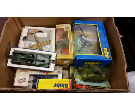 MILITARY, toy selection, inc. Dinky, no. 687 Convoy Army Truck, no. 691 Striker Anti-Tank Vehicle, no. 281 Military Hovercraf