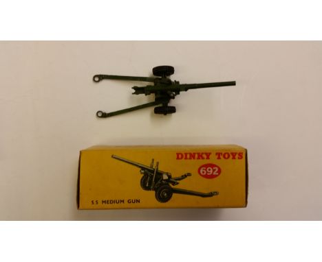 MILITARY, metal Dinky Toys, no. 692 5.5. Medium Gun, with original box (slight damage), VG