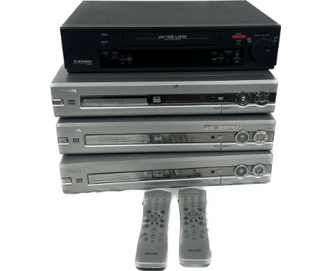 Phillips DVD R70 dvd player, Phillips DVD recorder model no R0051,Mitsubishi DCR video recorder HS7424, two Phillips DVD reco