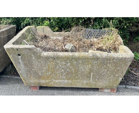 Large over sized concrete garden trough measures approx 22 inches tall by 53 wide and 27 deep