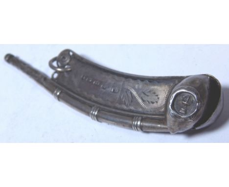 Hallmarked silver Bosuns whistle, Birmingham 1859 by George Unite A/F   CONDITION REPORT:  The item looks as if it has been t