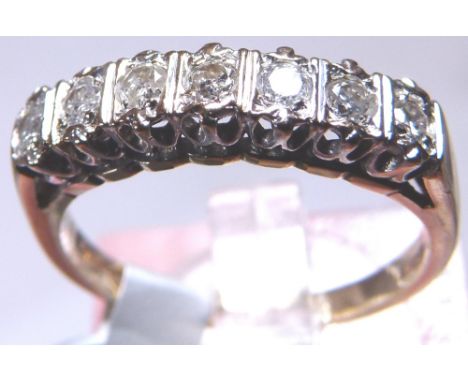 9ct gold 0.25ct diamond half eternity ring, size L/M