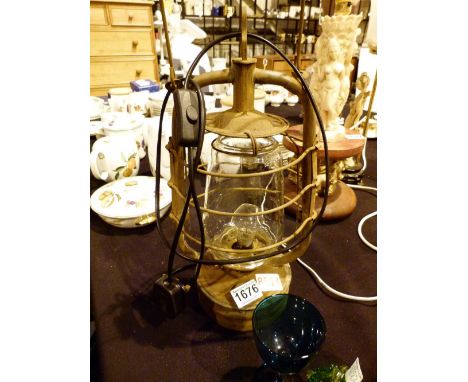 Vintage storm lantern, converted to electricity 