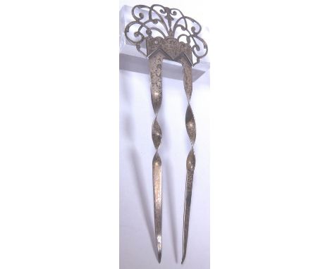 Hallmarked silver hair grip by M&A, birmingham 1899, L: 11 cm 