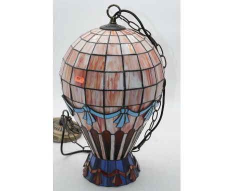 A Tiffany style leaded glazed ceiling light fitting, height 46cmNo damage, glass is intact. 