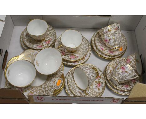 A Royal Stewart floral decorated porcelain part tea service 