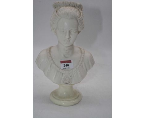 A late 20th century Parian style portrait bust of a lady, on a socle base signed A Giannelli and dated 1980, h.26cm 