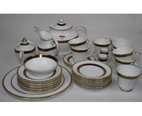 A Royal Doulton eight-place setting tea service, in the Harlow patternThere are some seconds amongst the service. A few rubs 