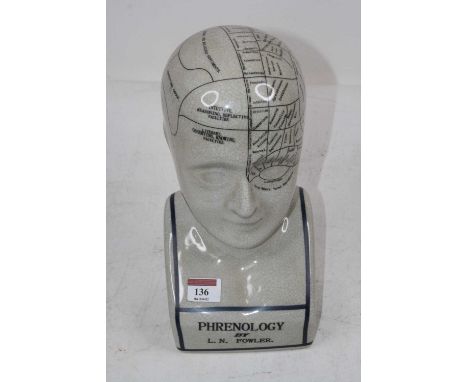 A reproduction ceramic phrenology bust, height 29cm