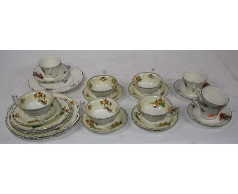 A Gridley Art Deco part tea service; tgoether with a Myott part tea service