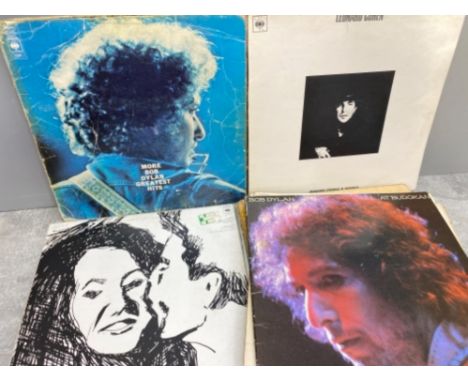 Bundle of records mainly Bob Dylan and Leonard Cohen