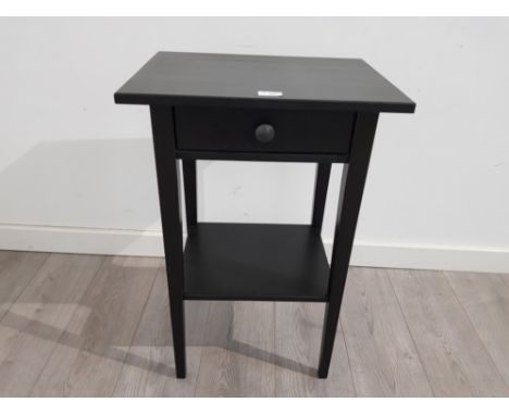 A modern single drawer lamp table 46cm wide.