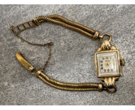 Vintage Rotary ladies wristwatch with 9ct gold case and rolled gold straps, 15.4g gross weight