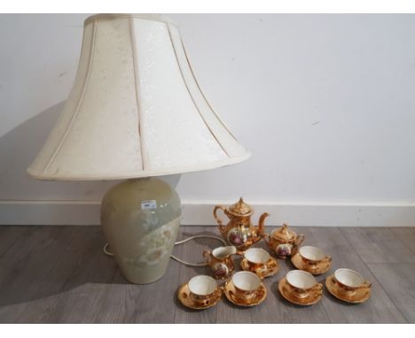 A Denby style table lamp 37cm high (base only) and a Bavaria gold coloured coffee set.