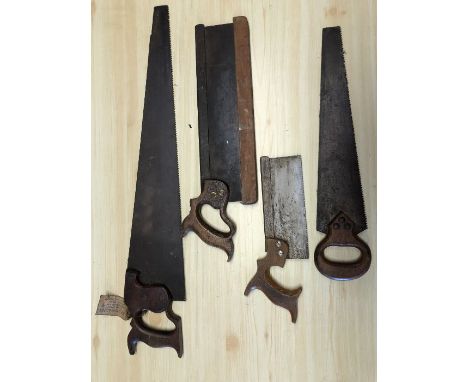 Woodworking tools: Collection of four vintage saws