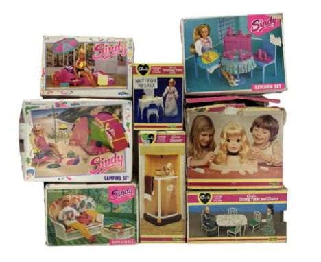 Sindy: Collection of Sindy accessories to include Sindy's Shower, Dining Table and Chairs, Sofa & Table, Camping Set, Kitchen