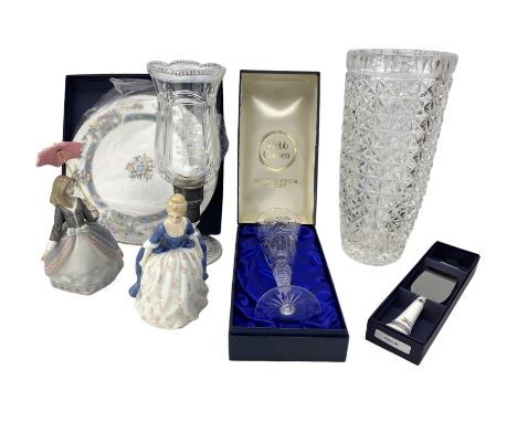 Lladro figure Angela 5211, boxed, Webb Corbett 1977 silver jubilee toasting goblet, boxed and with certificate 739/750, Stuar