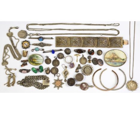 MISCELLANEOUS, MAINLY VINTAGE, SILVER JEWELLERY, ETC, APPROX 8OZS