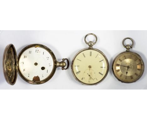 A SILVER HUNTING CASED VERGE WATCH, THE BACK PLATE ENGRAVED EDWD TISDALL LONDON, 2540, LONDON 1799 (DAMAGED) AND TWO OTHER SI