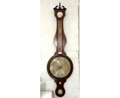 A VICTORIAN MAHOGANY JOSH SOMALVCIO & CO BAROMETER, 110CM L