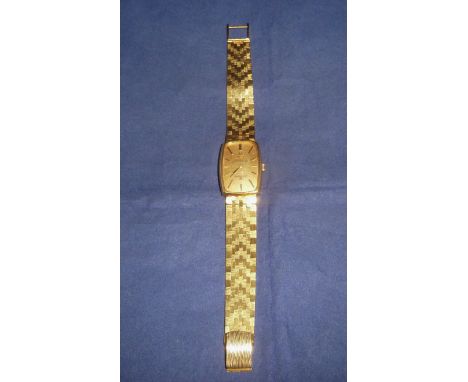An 18ct Omega 'Constellation' Automatic Chronometer of rounded rectangular form, the inside back with maker's mark, stamped 1