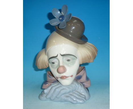 A Lladro figure:  Clown's head in bowler hat
