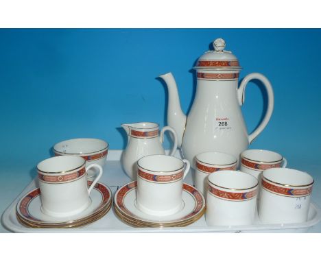 A Royal Worcester "Beaufort" 15 piece coffee service including coffee pot, cream and sugar