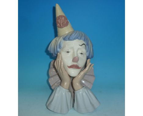 A Lladro figure:  Clown's head in pointed hat