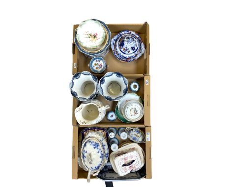 Various ceramics, to include dressing table set, wash jug, lidded tureen and ladle, decorative plates, pair of large vases, b
