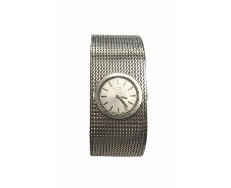 Ladies silver Rotary wristwatch, the circular dial inset into mesh strap, hallmarked Condition Report:Untested 