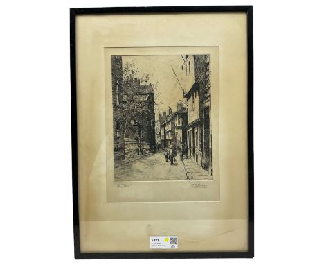 Thomas Bonfrey Burton (Beverley 1886-1941): 'The Street' - Hull, drypoint etching signed and titled in pencil