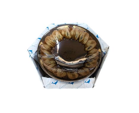 Large Poole pottery dish, from the Precious range, decorated in browns with lustre finish, D35cm, boxed