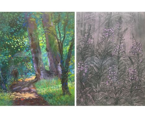 John Bruce (British Contemporary): 'Woodland Path at Old Wives Lees', pastel signed, titled on label verso 37cm x 30cm; Della