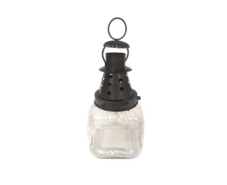 Vintage style battery operated glass lantern, H36cm