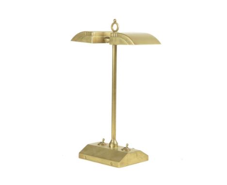  A brass twin light desk lamp, 39.4cm high, 24.7cm wide.