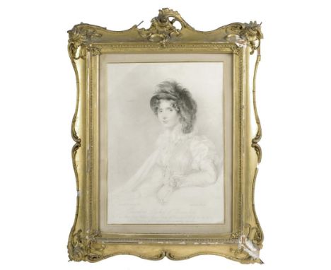  Nine assorted portrait engravings and mezzotints, including: a stipple engraving by F.C. Lewis of Elizabeth, Duchess of Devo