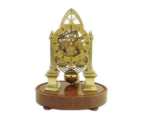 λ A striking skeleton clock, the gilded six inch annular chapter ring signed 'Rossi, Norwich', the two-train chain fusee move