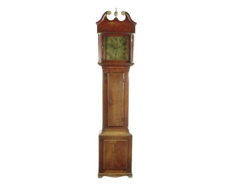  An oak 30 hour longcase clock, the twelve inch brass dial signed 'Jn. Wood, Stroud', subsidiary date (disconnected) in the f