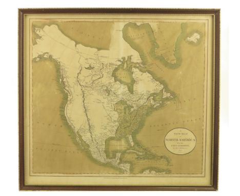  John Cary. 'A NEW MAP OF NORTH AMERICA, 1806', a hand-coloured engraved map, published by J. Cary, 46.5 x 52cm, together wit