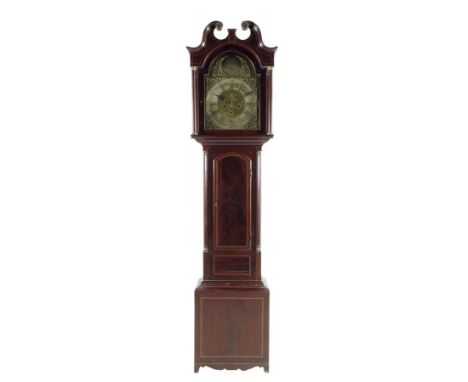 λ A 19th century Scottish mahogany long case clock by W. Brunton, Edinburgh, the eight day movement striking on a bell with a