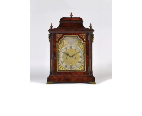  A George III mahogany bracket clock by Eardley Norton, the twin fusee eight day movement striking on a bell, with four turne