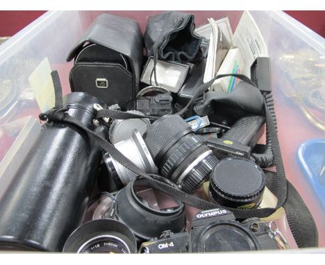 Olympus OM-4 Camera + 1:18 f=50mm lens, 1:4 35-70mm lens, Tamron 1:3.8 75-250mm lens, etc:- One Box