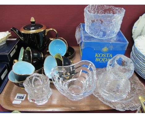 Vintage Stavangerflint (Norway) Harlequin Coffee Set, comprising coffee pot, six cups and saucers, cream jug and sugar bowl; 