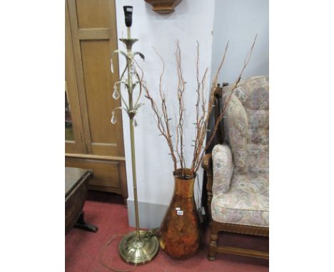 Bulbous Glass Vase, housing illuminated branches, standard lamp. (2)