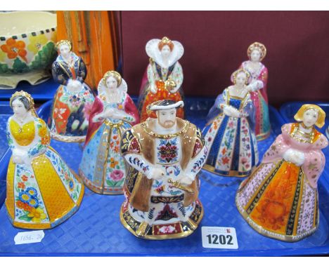 Royal Worcester Connoisseur Collection Candle Snuffers, as King Henry VIII and his Six Wives; plus Elizabeth I.