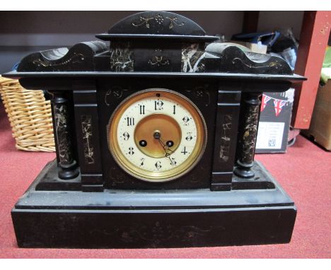 Early XX Century Viennese Wall Clock, eight day movement Roman numerals to white enamel dial, 'R.A' to pendulum, black slate 