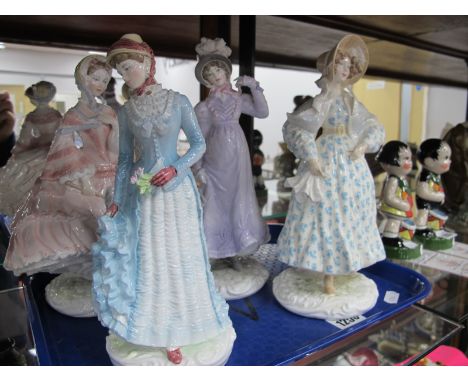 Royal Worcester 'The Victoria &amp; Albert Museum' Figurines, 'The Regency', 'The Crinoline', 'The Romantic' and 'The Bustle'