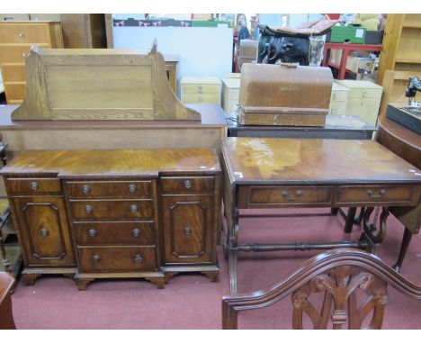 A Mahogany Sofa Table, together with a break fronted sideboard. (2)